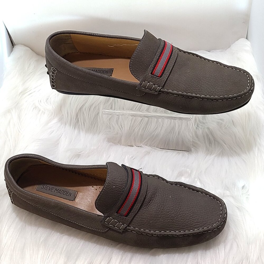 Men's Steve Madden sz 10.5 P. Rivers Leather Loafer Grey Oxford Dress Business S